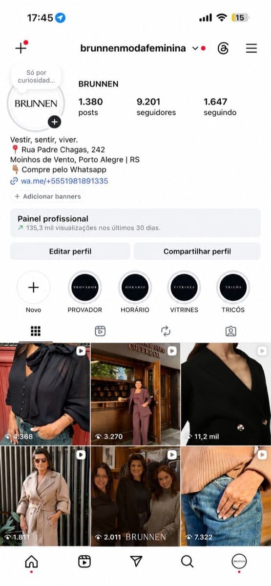 Perfil @brunnen depois do trabalho